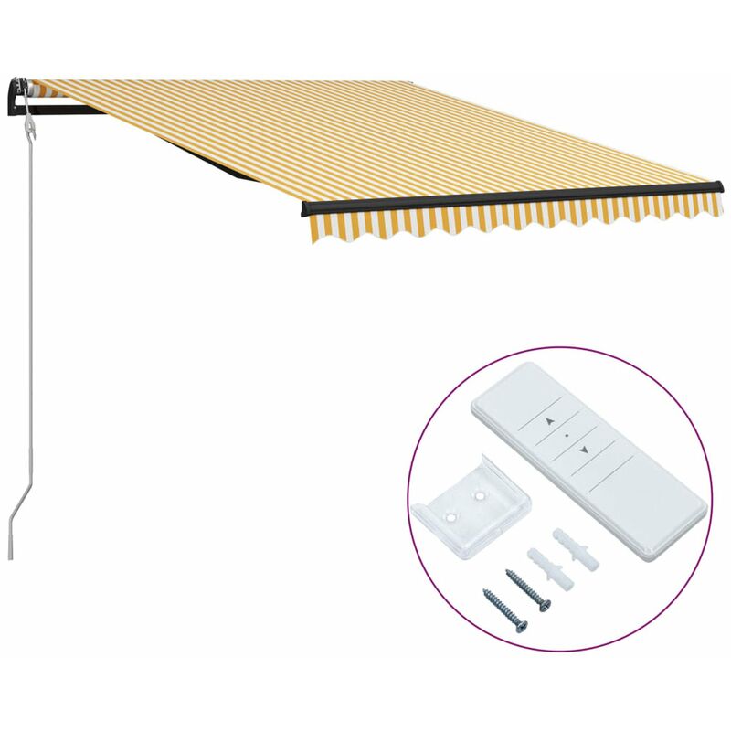 

Toldo automatico retractil amarillo y blanco 300x250 cm