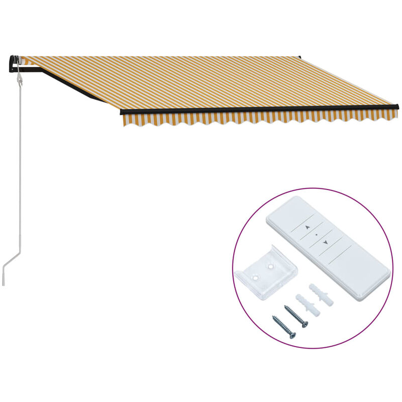 

Toldo automático retráctil amarillo y blanco 400x300 cm