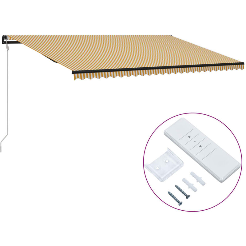 

Toldo automatico retractil amarillo y blanco 600x300 cm