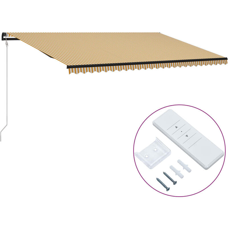 

Toldo automático retráctil amarillo y blanco 600x300 cm
