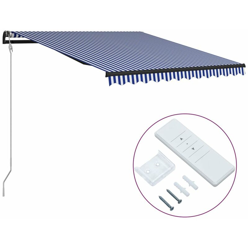 

Toldo automatico retractil azul y blanco 300x250 cm