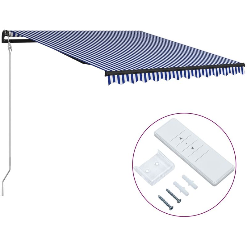

Toldo automático retráctil azul y blanco 350x250 cm