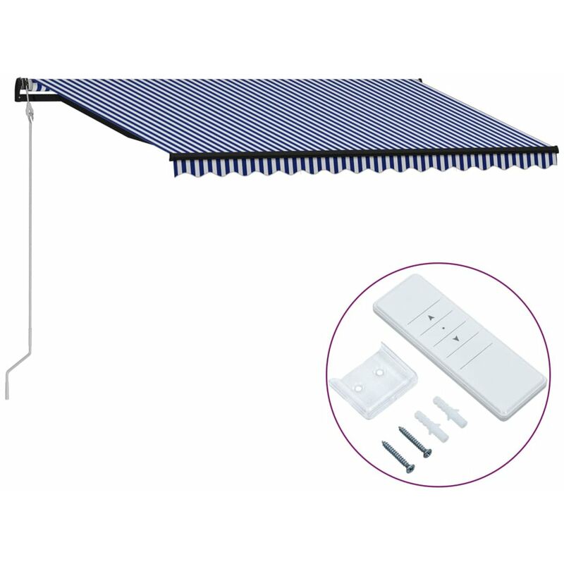 

Toldo automatico retractil azul y blanco 400x300 cm