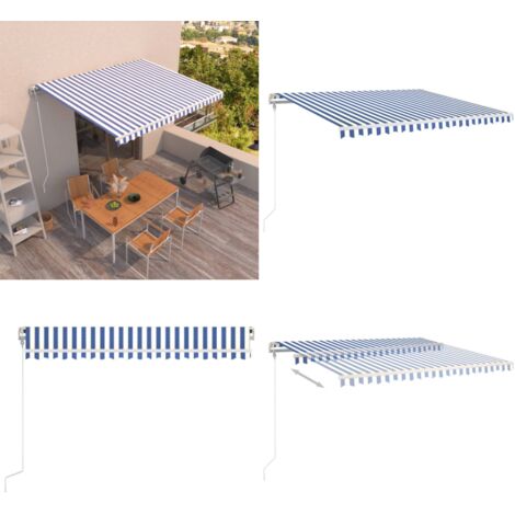 Toldo automático retráctil azul y blanco 400x350 cm - Toldo retráctil - Toldo exterior