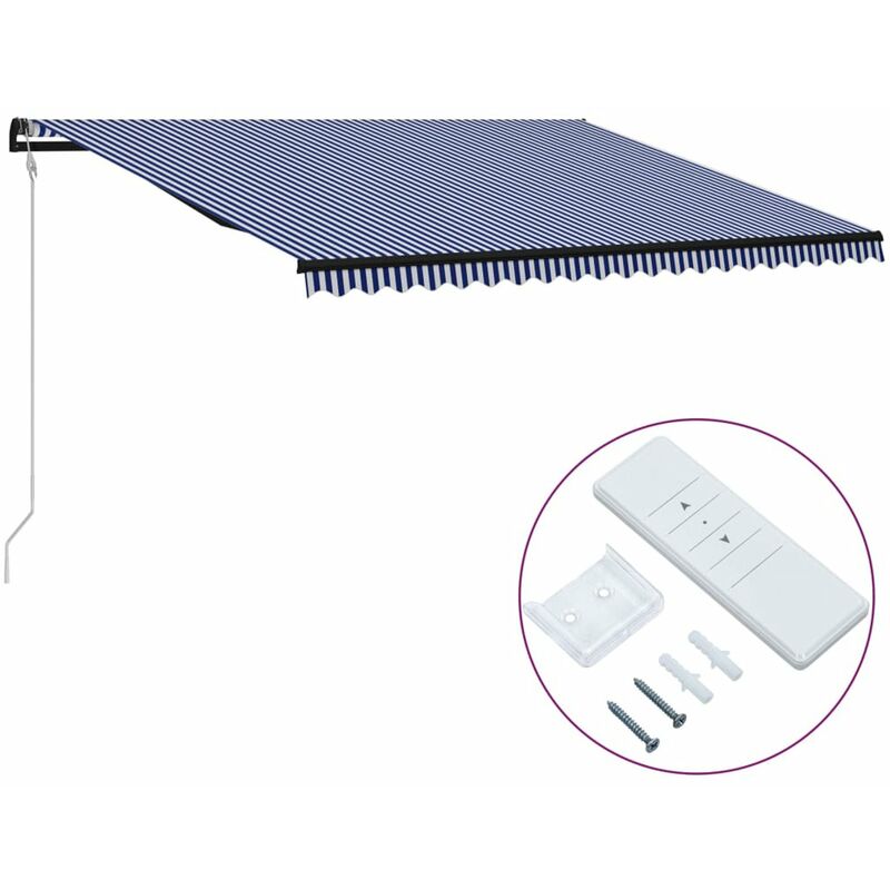 

Toldo automatico retractil azul y blanco 500x300 cm