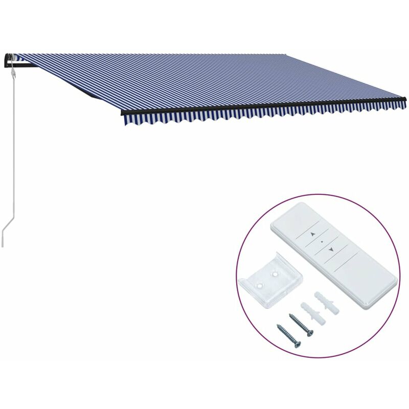 

Toldo automatico retractil azul y blanco 600x300 cm