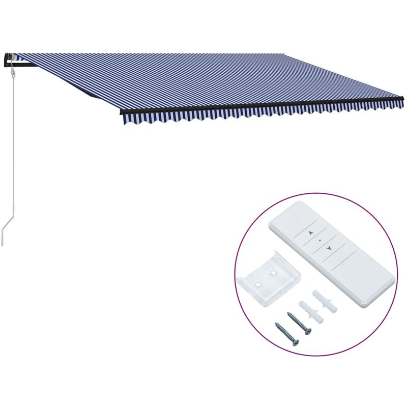 

Toldo automático retráctil azul y blanco 600x300 cm