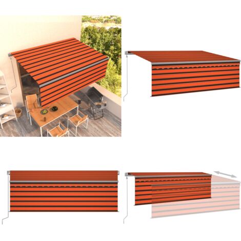 Toldo automático retráctil con persiana 4x3 m naranja y marrón - Toldo automático - Toldo exterior