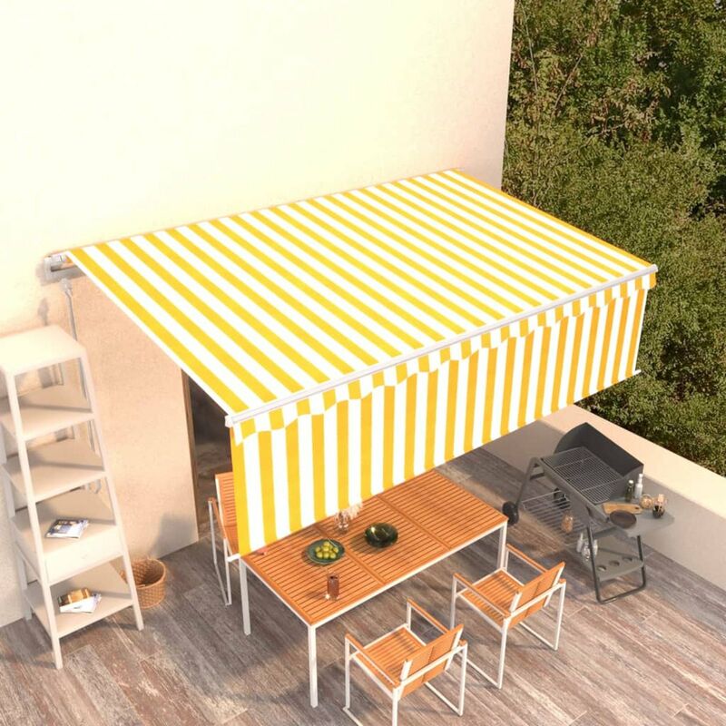 

Toldo automatico retractil con persiana 5x3 m amarillo y blanco