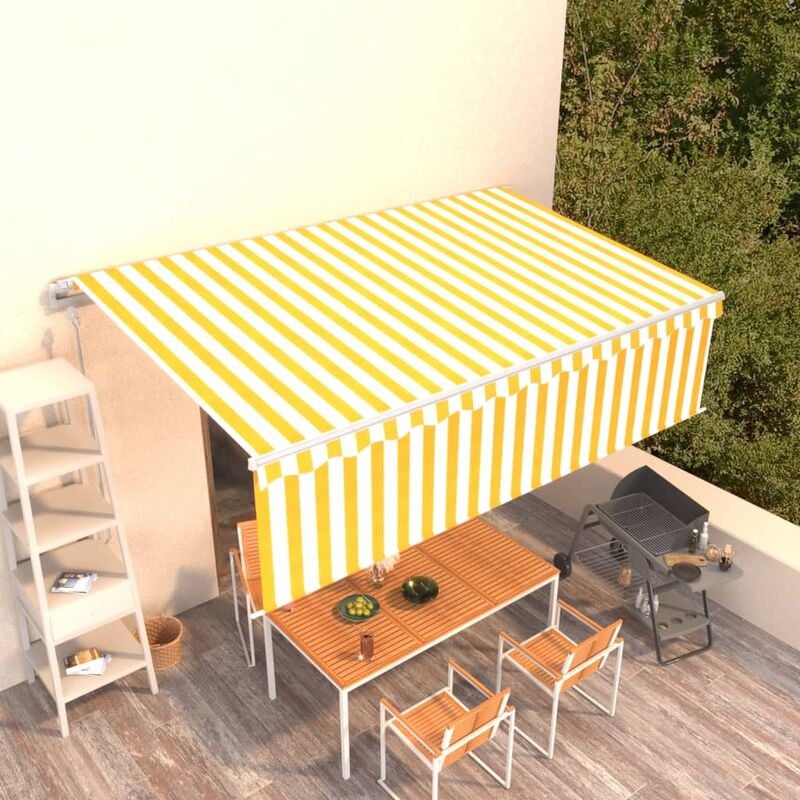 

Toldo automático retráctil con persiana 5x3 m amarillo y blanco