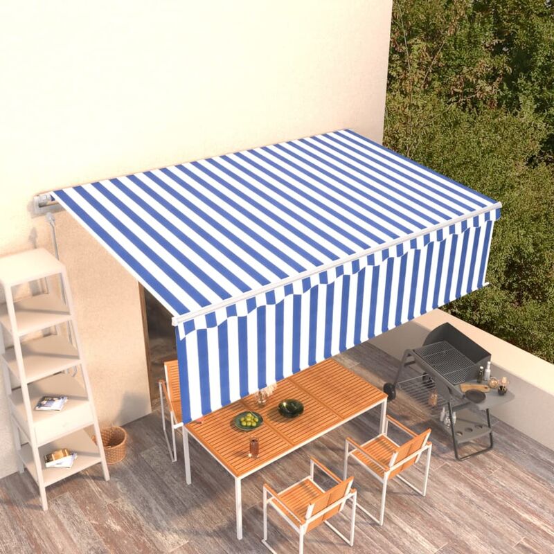 

Toldo automático retráctil con persiana 5x3 m azul y blanco