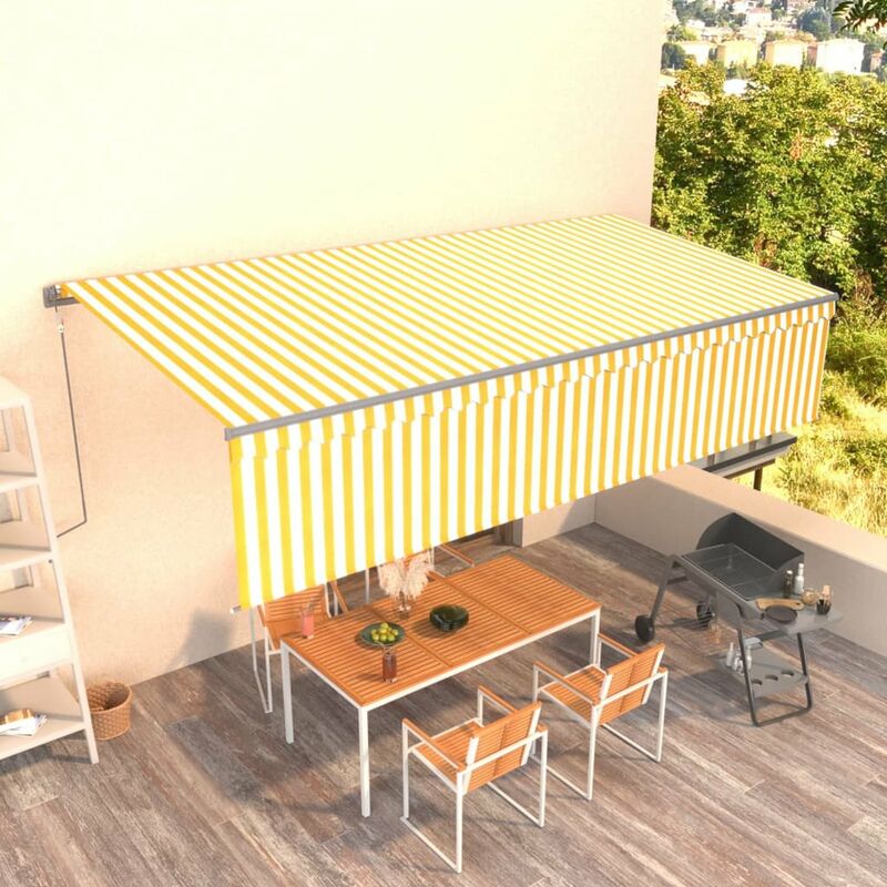 

Toldo automatico retractil con persiana 6x3 m amarillo y blanco