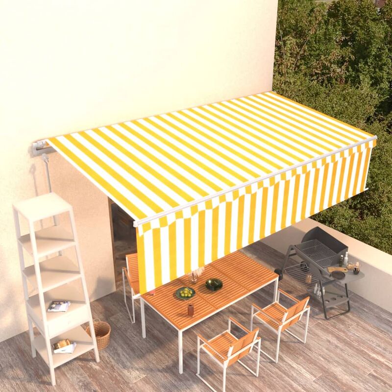 

Toldo automático retráctil con persiana 6x3 m amarillo y blanco