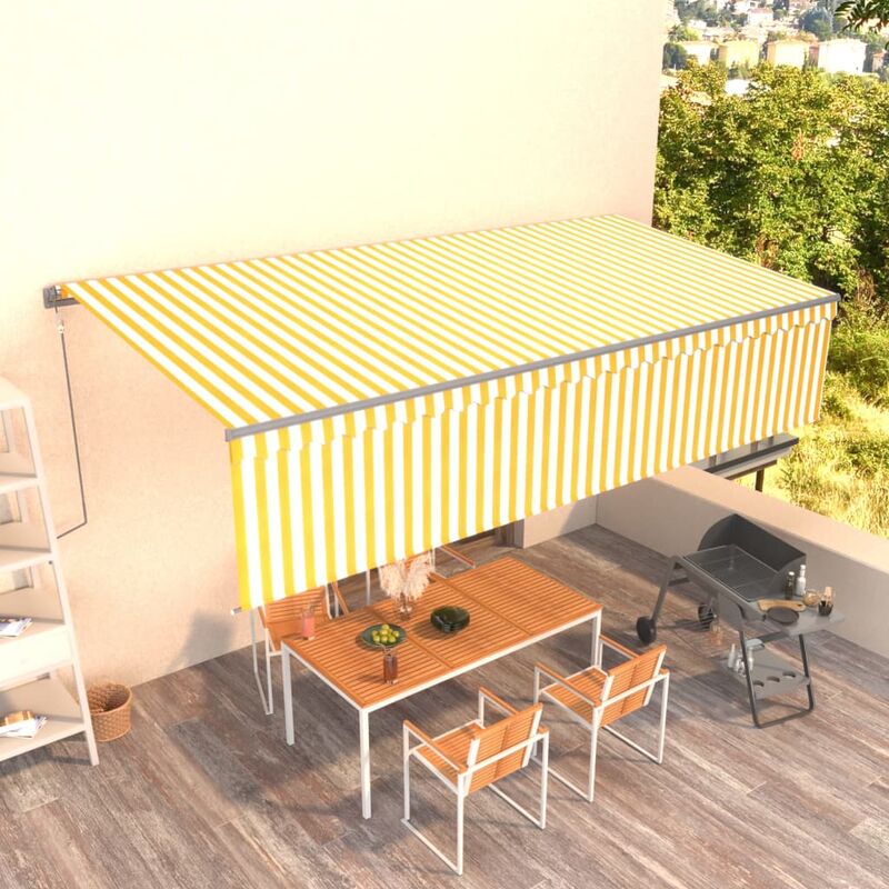 

Toldo automático retráctil con persiana 6x3 m amarillo y blanco