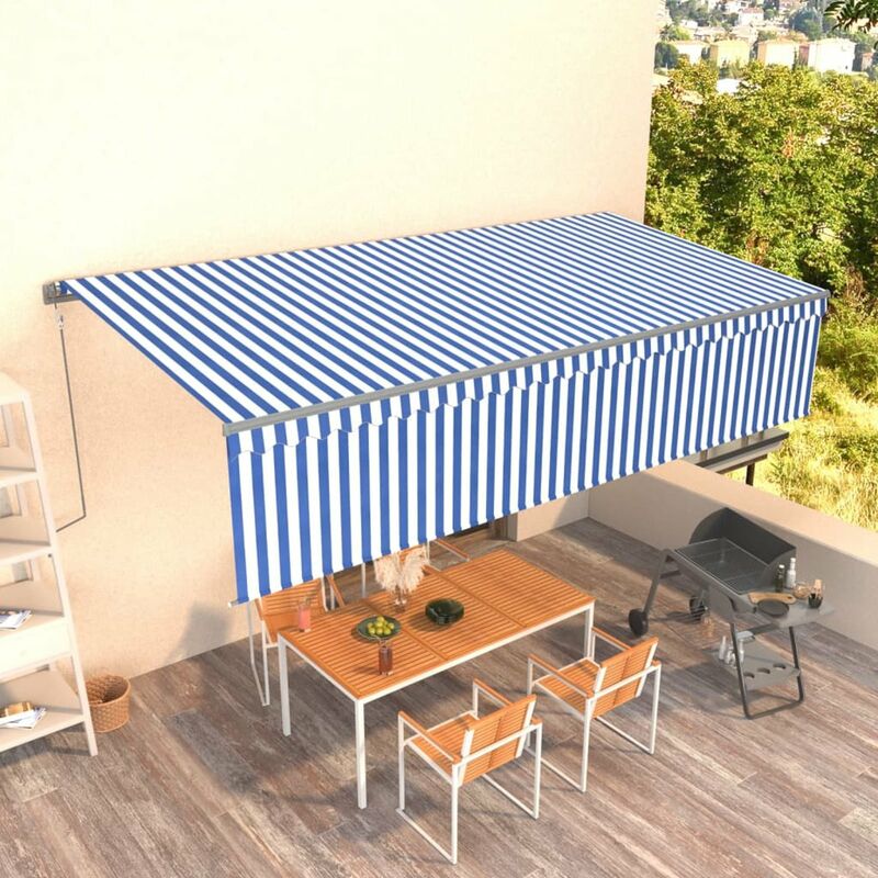 

Toldo automatico retractil con persiana 6x3 m azul y blanco