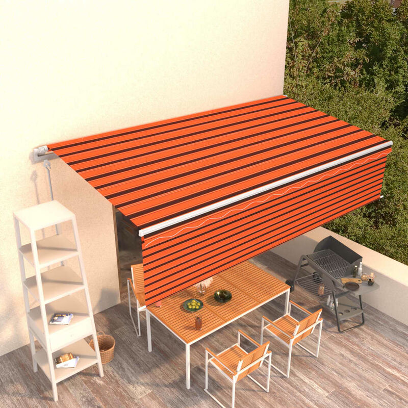 

Toldo automático retráctil con persiana 6x3 m naranja y marrón