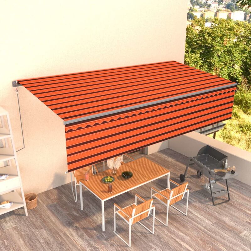 

Toldo automático retráctil con persiana 6x3 m naranja y marrón