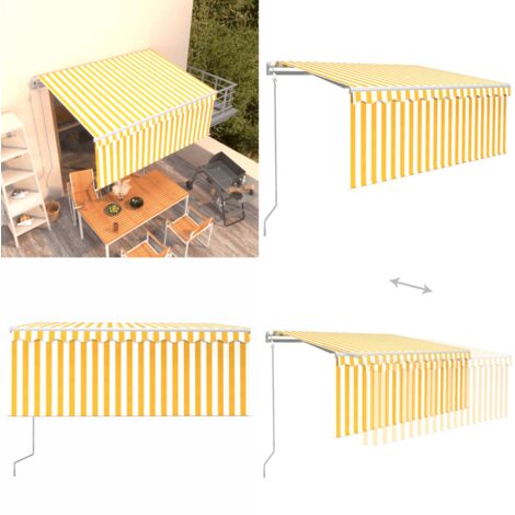Toldo automático retráctil con persiana amarillo blanco 3x2,5m - Toldo retráctil - Toldo exterior