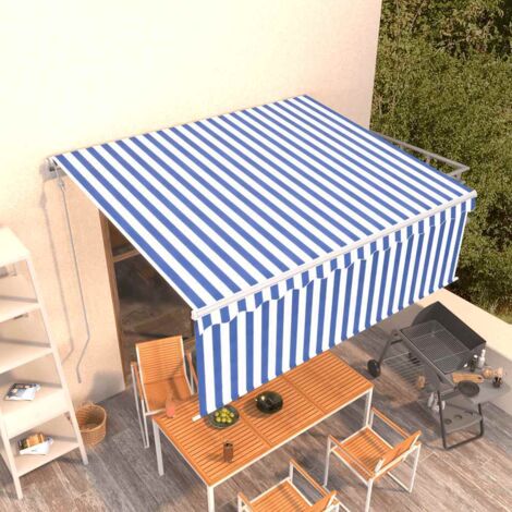 Toldo automático retráctil con persiana azul y  4x3 m