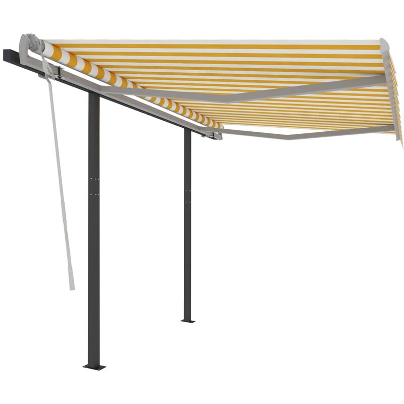 

Toldo automático retráctil con postes amarillo y blanco 3x2,5 m