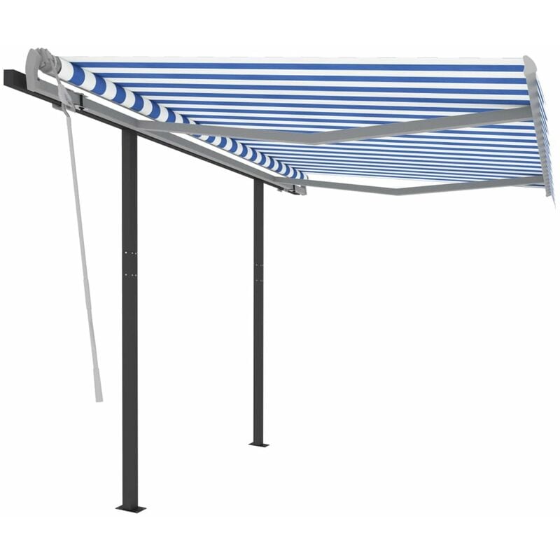 

Toldo automatico retractil con postes azul y blanco 3x2,5 m