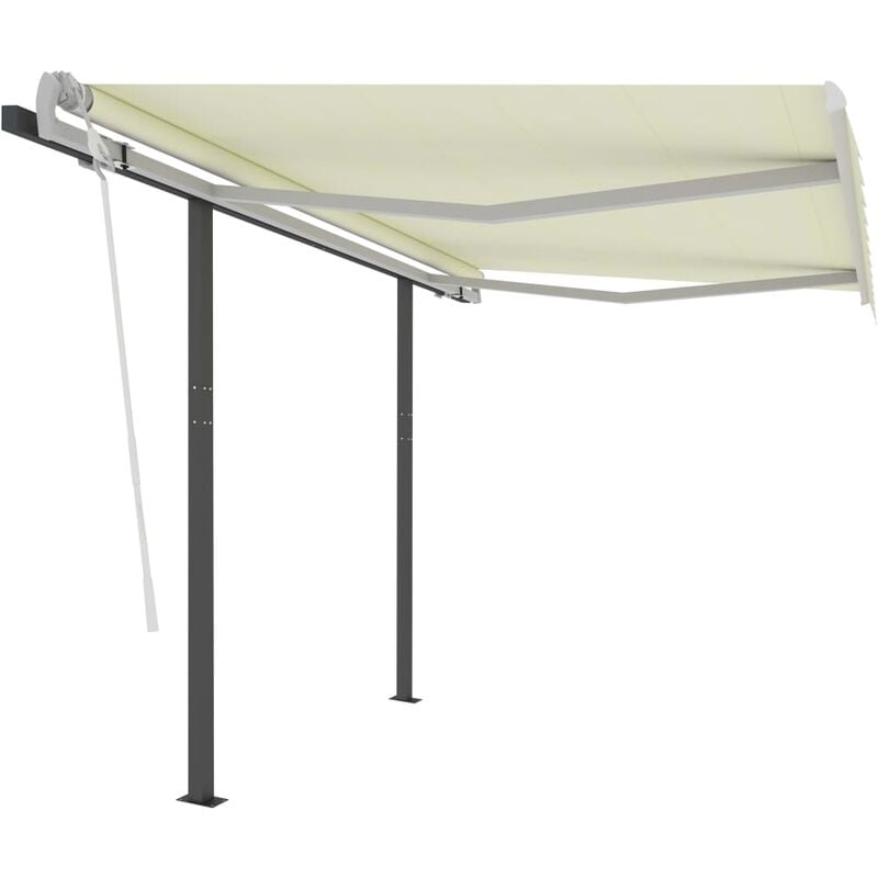 

Toldo automático retráctil con postes color crema 3x2,5 m