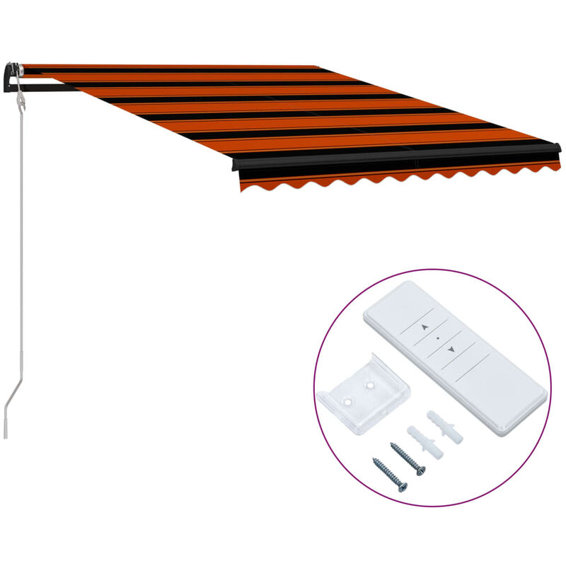 

Toldo automático retráctil naranja y marrón 300x250 cm