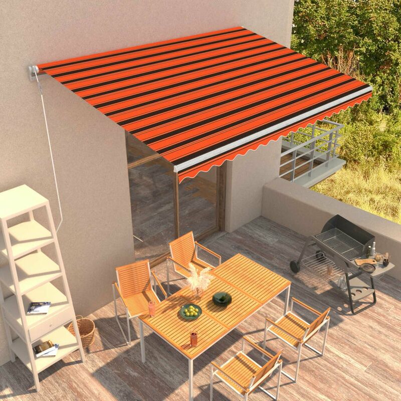 

Toldo automatico retractil naranja y marron 450x300 cm