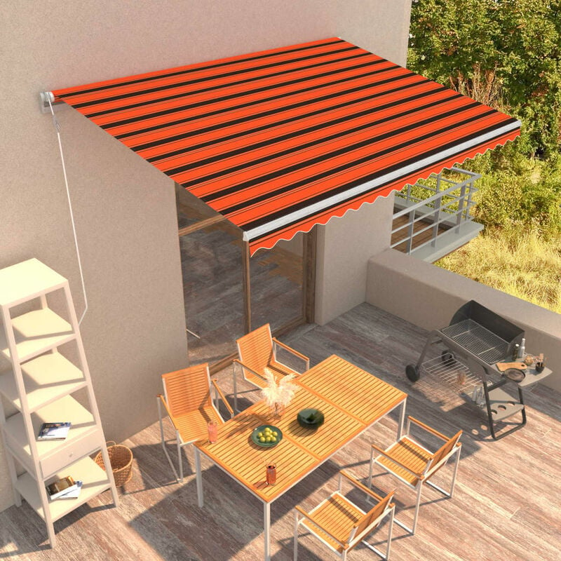 

Toldo automático retráctil naranja y marrón 450x300 cm