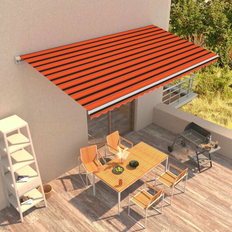 

Toldo automatico retractil naranja y marron 600x300 cm