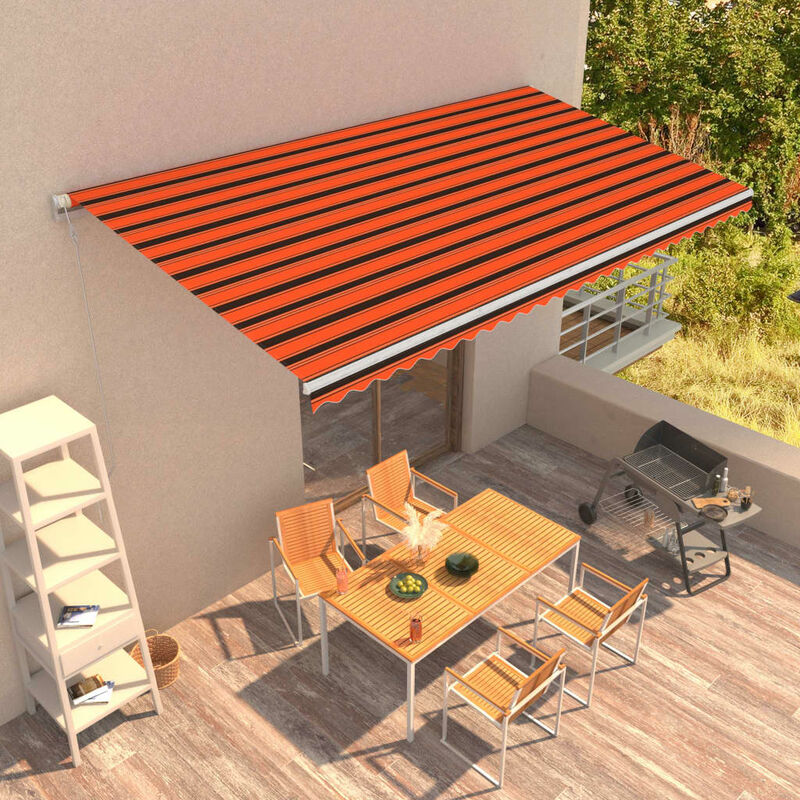 

Toldo automático retráctil naranja y marrón 600x300 cm