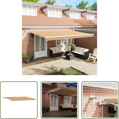 Toldo automático -  Toldo Retráctil Multicolor 500 x 300 cm Poliéster y metal