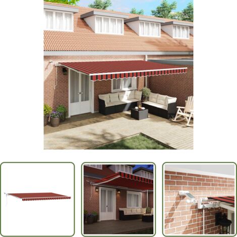 Toldo automático -  Toldo Retráctil Naranja y Marrón 500 x 300 cm Poliéster y metal
