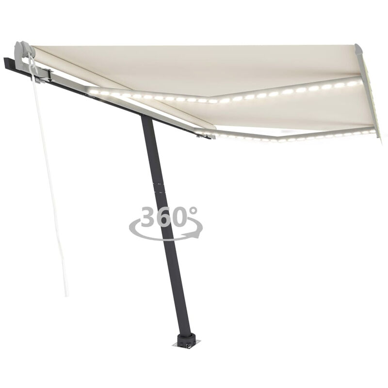 

Asupermall - Toldo autom¨¢tico con LED sensor de viento color crema 300x250cm