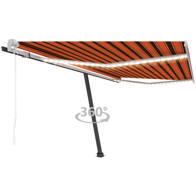 

Toldo autom¨¢tico LED sensor de viento naranja marron 400x300 cm