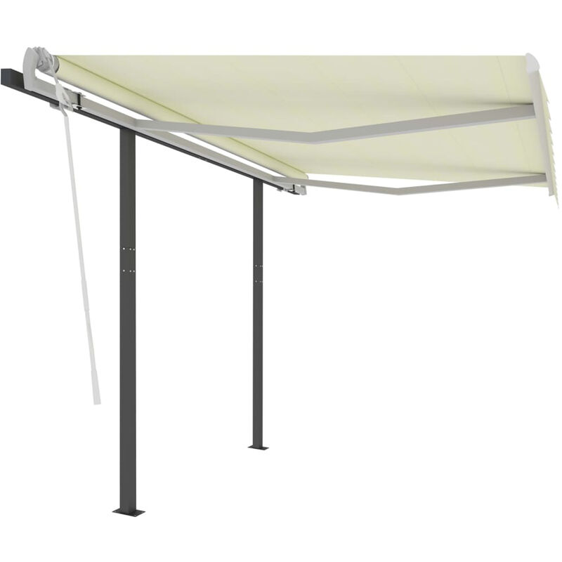 

Toldo autom¨¢tico retr¨¢ctil con postes color crema 3,5x2,5 m