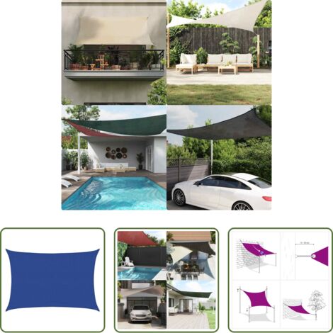 Toldo azul -  Toldo de vela rectangular HDPE azul 160 g/m² 3,5x4,5 m
