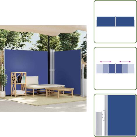 Toldo azul - vidaXL Toldo lateral retráctil azul 180x600 cm - Toldo de privacidad
