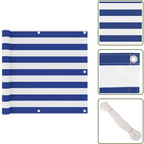 Toldo azul - vidaXL Toldo para balcón tela oxford blanco y azul 90x300 cm - Toldo blanco