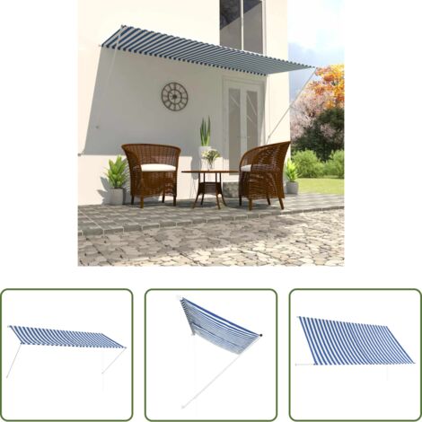 Toldo azul y blanco -  Toldo retráctil 300x150 cm azul y blanco
