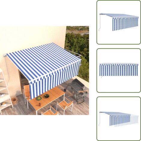 Toldo azul y blanco - vidaXL Toldo automático retráctil con persiana azul y blanco 4,5x3 m - Persiana exterior