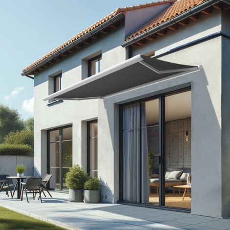 Toldo cofre FORMENTOR 2,50x1,50 M (Manual - Blanco satinado RAL9010 - Gris grafito)