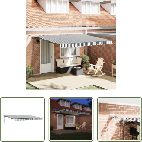 Toldo con luces LED -  Toldo retráctil automático luz LED antracita y blanco 400x300cm