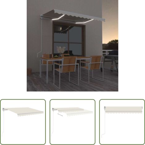 Toldo con sensor de viento -  Toldo automático con LED sensor de viento color crema 300x250cm