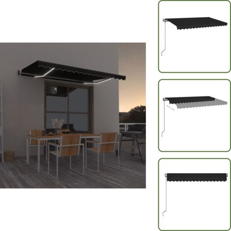 Toldo con sensor de viento - vidaXL Toldo automático LED sensor de viento gris antracita 400x350 cm - Toldo LED