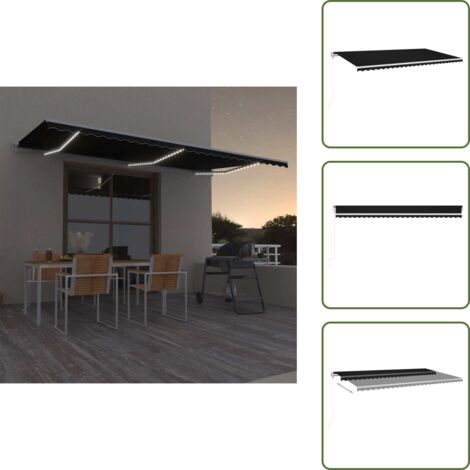 Toldo con sensor de viento - vidaXL Toldo automático LED sensor de viento gris antracita 600x300 cm - Toldo LED