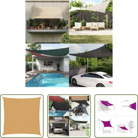 Toldo cuadrado -  Toldo de vela cuadrado HDPE arena 160 g/m² 3x3 m