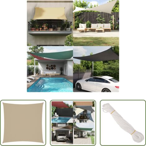 Toldo cuadrado -  Toldo de vela cuadrado tela Oxford beige 3,6x3,6 m