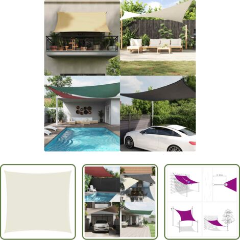 Toldo cuadrado -  Toldo de vela cuadrado tela Oxford color crema 3x3 m