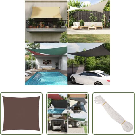 Toldo cuadrado -  Toldo de vela cuadrado tela Oxford marrón 2x2 m